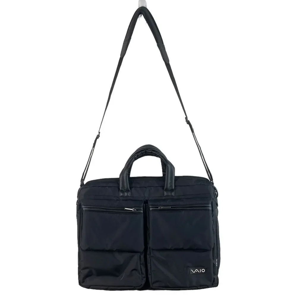 VAIO Sony black nylon shoulder crossbody messenger laptop bag briefcase